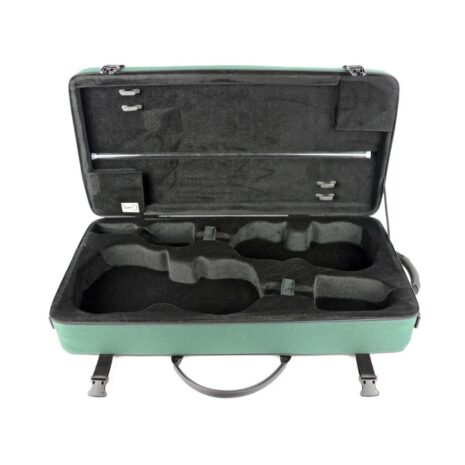 Inside of a BAM Classic double case for violin and viola
