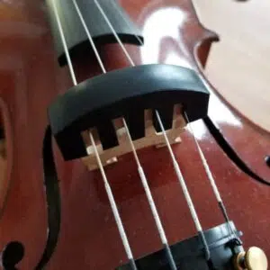 Rubber mute for violin on a bridge